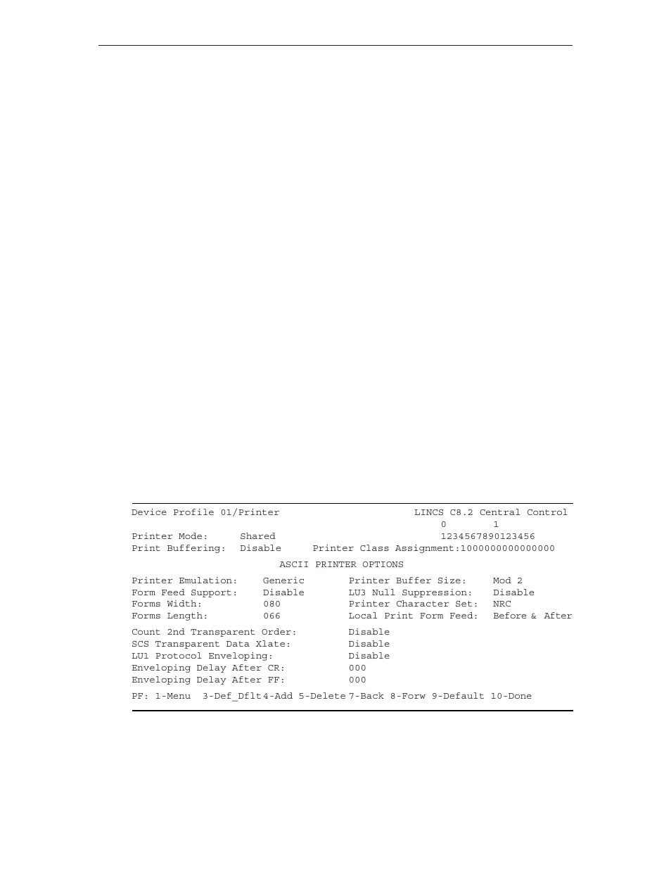 Inactivity timeout, Synchronous presentation, E/w presentation option | Device profile - printer | Visara LINCS Configuration User Manual | Page 208 / 240