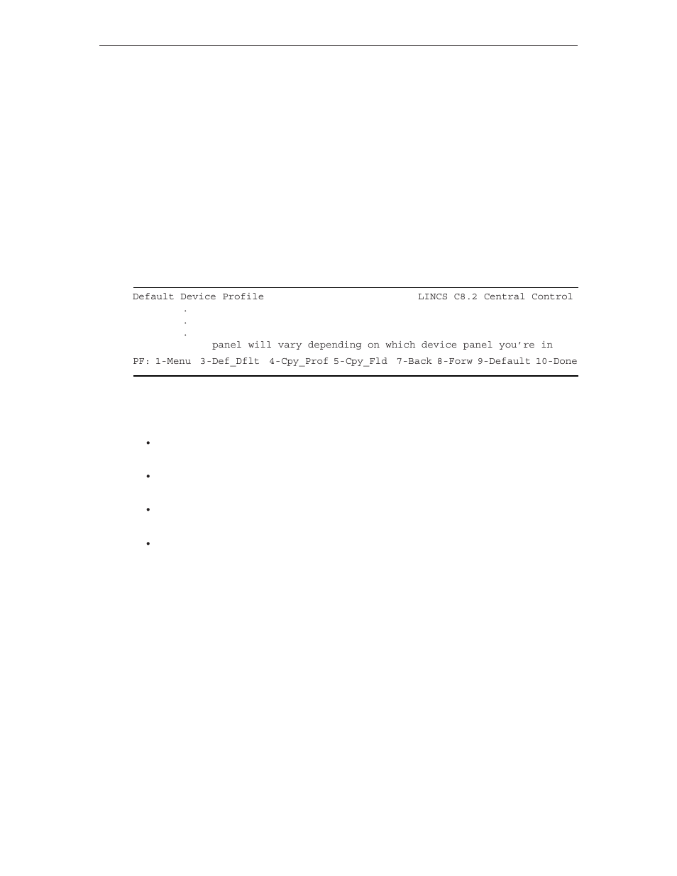 Enveloping delay after cr, Enveloping delay after ff, Default device profile | Device profile assignments, Default device profile device profile assignments | Visara LINCS Configuration User Manual | Page 211 / 240