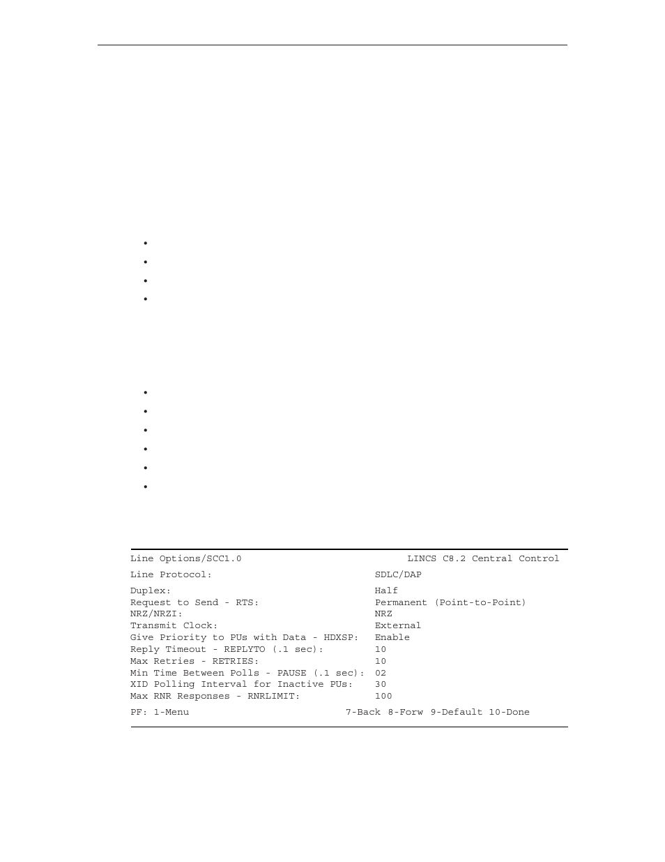 Sdlc/dap, Sdlc dap line options, Sdlc/dap sdlc dap line options | Visara LINCS Configuration User Manual | Page 68 / 240