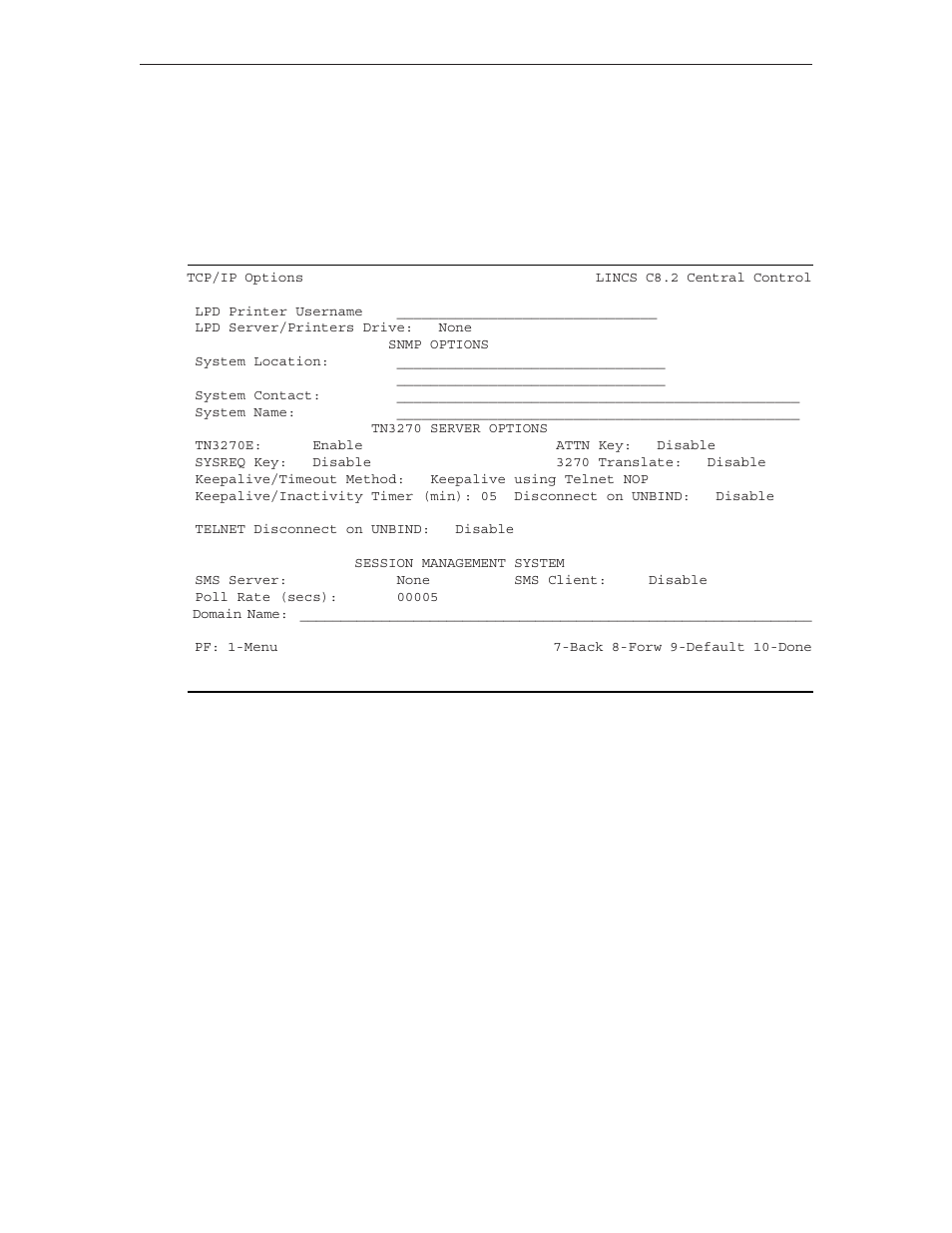 Tcp/ip options, Lpd printer username, Lpd server/printers drive | Lpd printer username lpd server/printers drive | Visara LINCS Configuration User Manual | Page 91 / 240