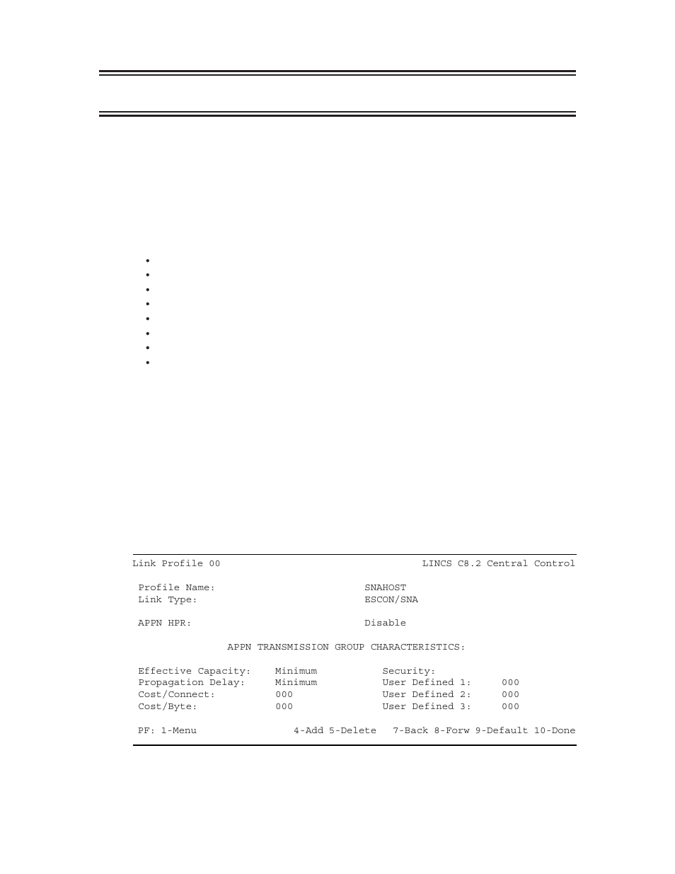 Link profiles, Escon/sna link profile | Visara LINCS Configuration User Manual | Page 97 / 240