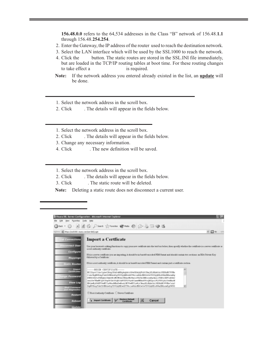 Import certificates, Import, Import certificates -7 | Chapter 2. installation and configuration | Visara SSL1000 User Manual | Page 17 / 42