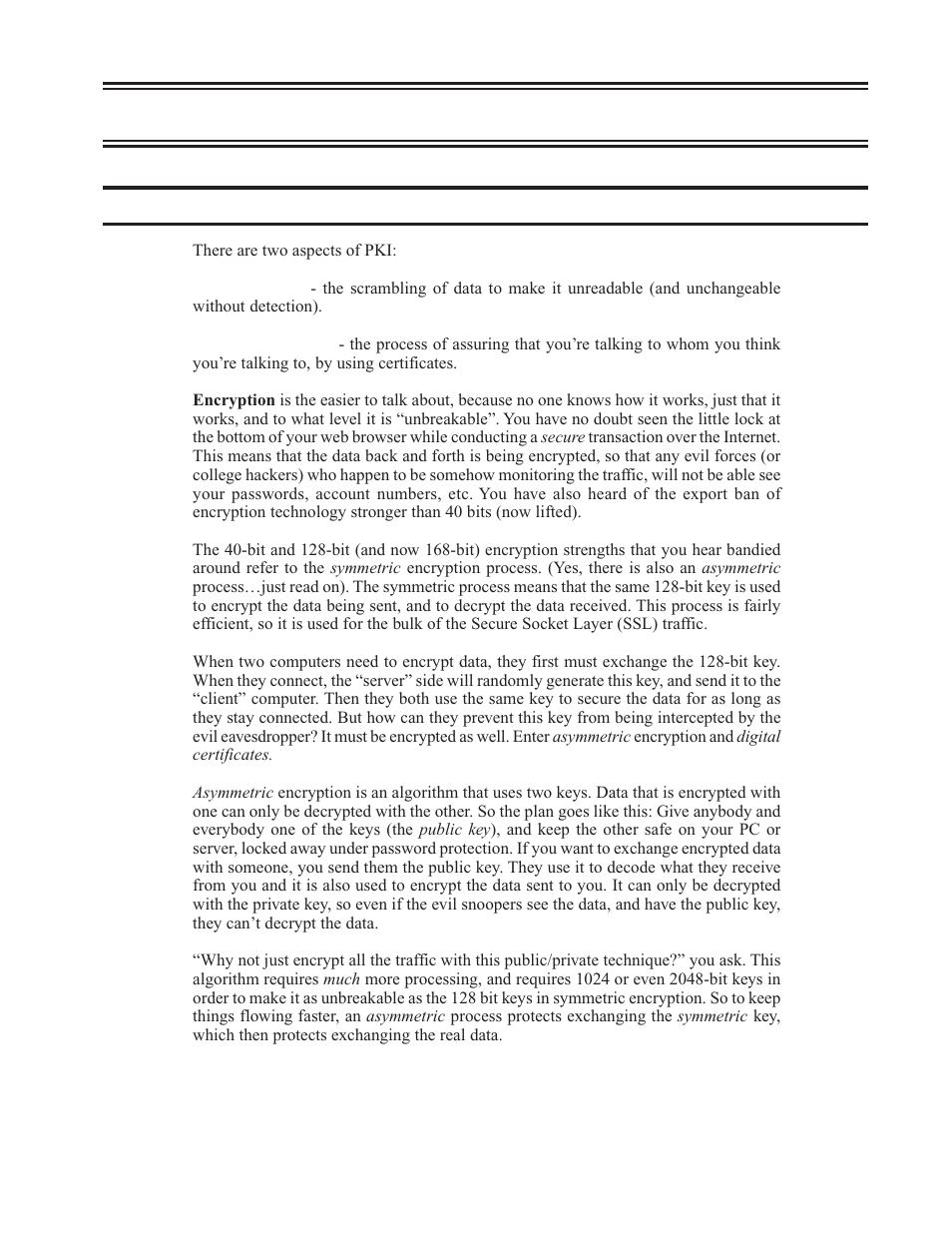 Chapter 3. ssl1000 overview, Overview of public key infrastructure (pki), Encryption | Overview of public key infrastructure, Public key infrastructure, Ssl1000 overview, Chapter 3. ssl1000 overview -1, Overview of public key infrastructure (pki) -1 | Visara SSL1000 User Manual | Page 23 / 42