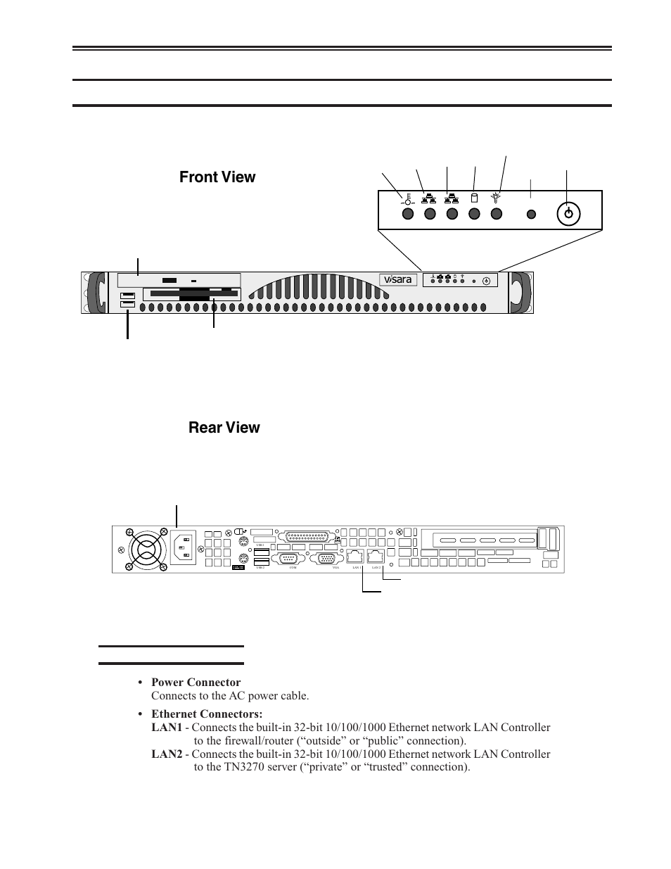 Product overview, Connector introduction, Front view | Rear view, Product overview -3, Connector introduction -3 | Visara SSL1000 User Manual | Page 9 / 42