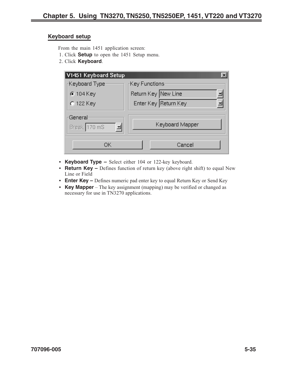 Keyboard setup, Keyboard setup, 1451 | Visara iCON-XT User Manual | Page 101 / 144