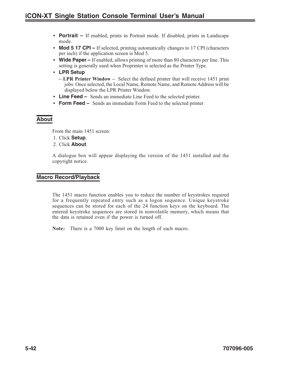 About, Macro record/playback, About -42 macro record/playback -42 | Visara iCON-XT User Manual | Page 108 / 144