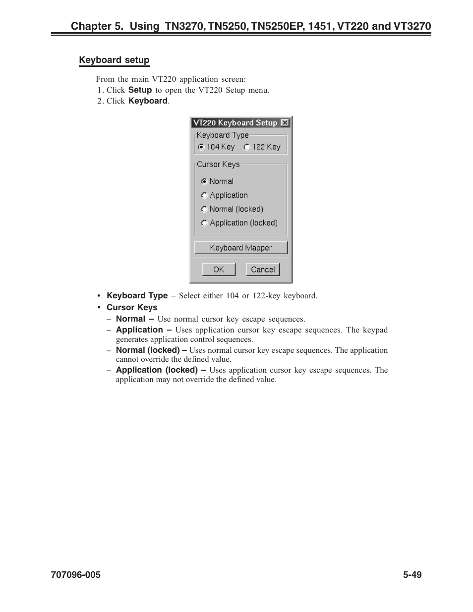 Keyboard setup, vt220, Vt220, Keyboard setup | Visara iCON-XT User Manual | Page 115 / 144