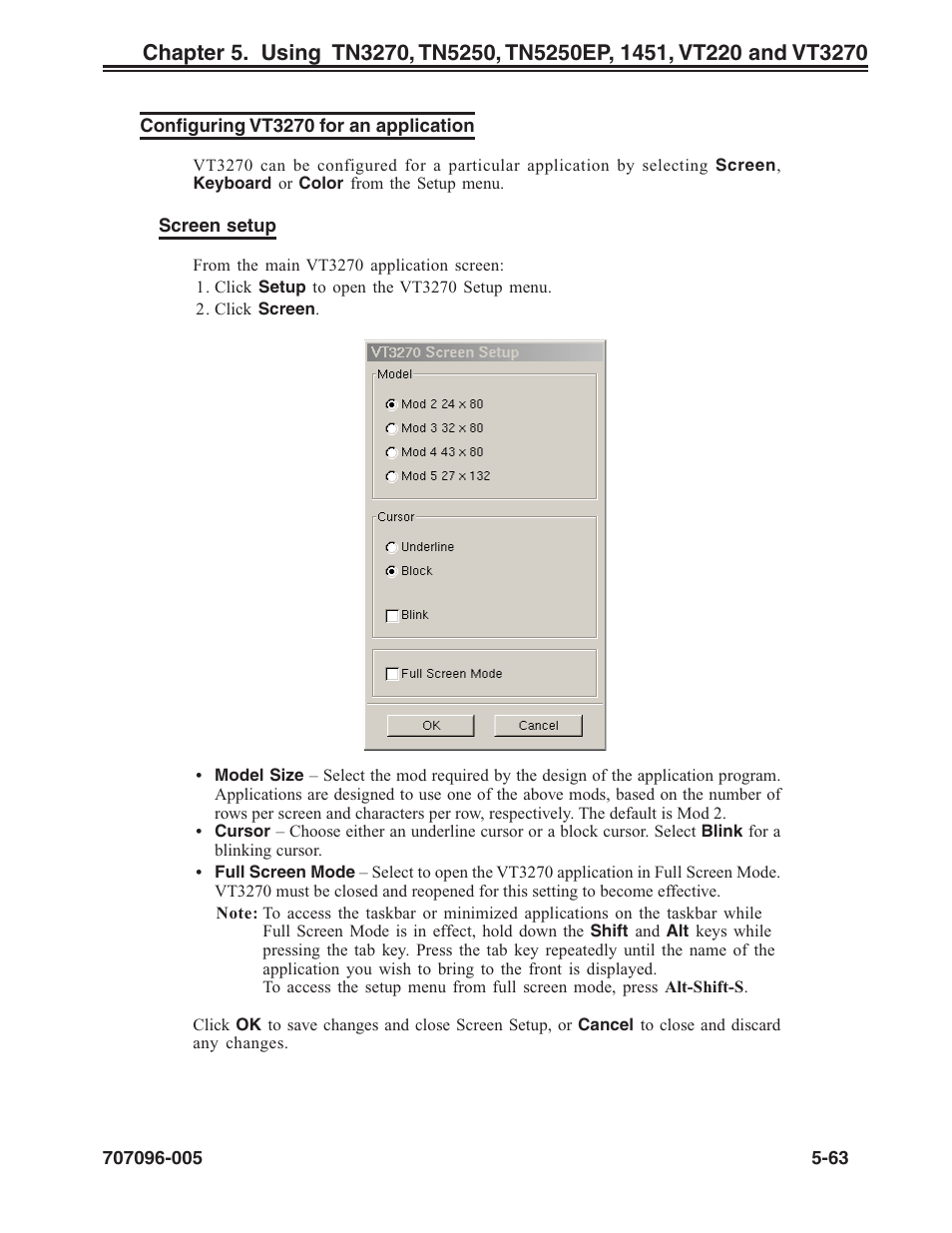 Configuring vt3270 for an application, Screen setup, vt3270, Vt3270, applications for | Vt3270, Configuring for an application, Screen setup, Configuring vt3270 for an application -63 | Visara iCON-XT User Manual | Page 129 / 144