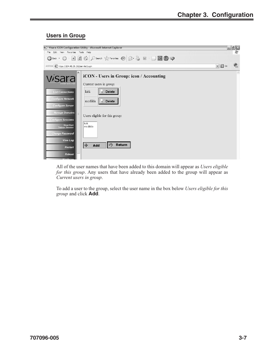 Users in group | Visara iCON-XT User Manual | Page 29 / 144