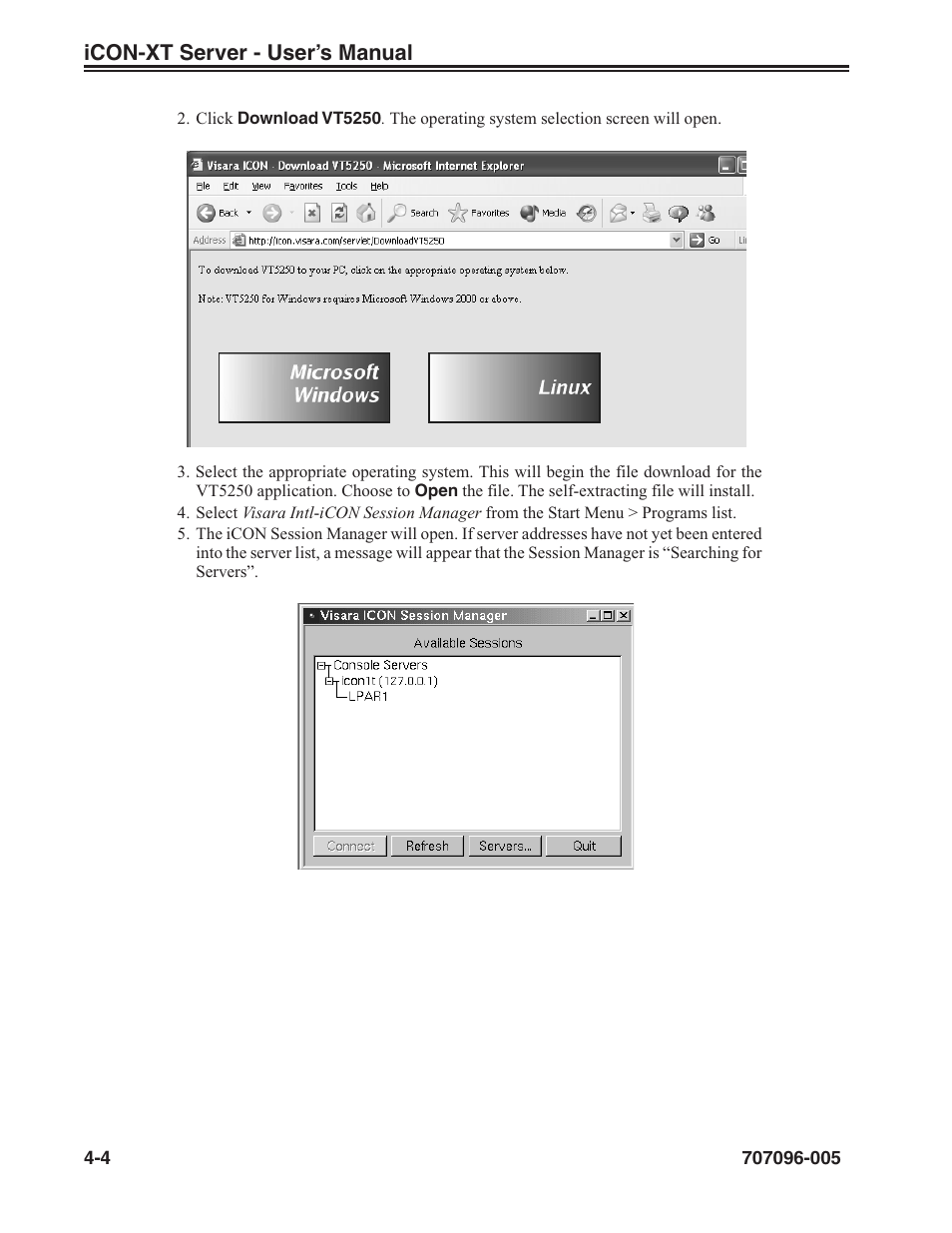 Icon-xt server - user’s manual | Visara iCON-XT User Manual | Page 56 / 144