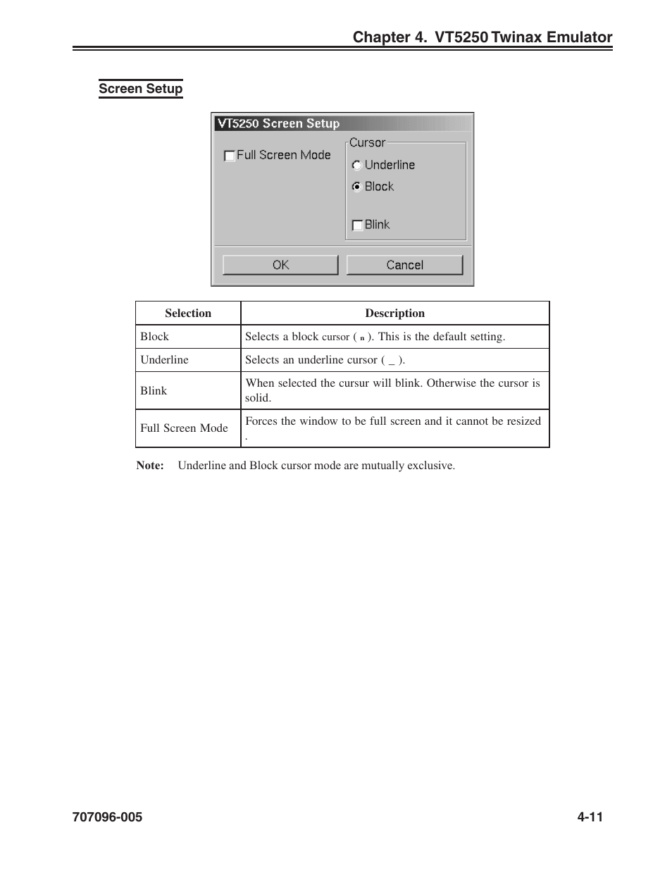 Screen setup, Screen setup, vt5250, Screen setup -11 | Visara iCON-XT User Manual | Page 63 / 144