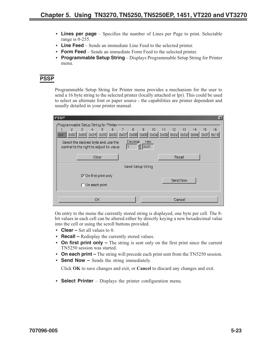 Pssp, Programmable setup string (pssp), Pssp -23 | Visara iCON-XT User Manual | Page 89 / 144