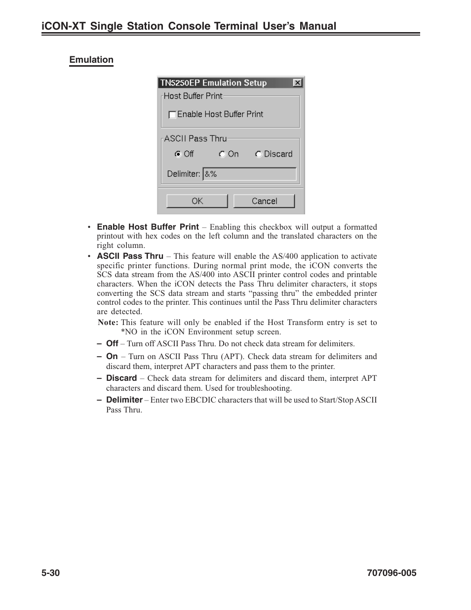 Emulation | Visara iCON-XT User Manual | Page 96 / 144