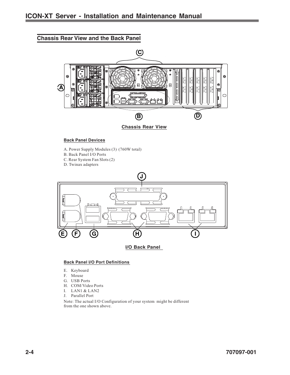 Chassis rear view and the back panel, Chassis rear view and the back panel -4 | Visara iCON-XT Installation User Manual | Page 16 / 34