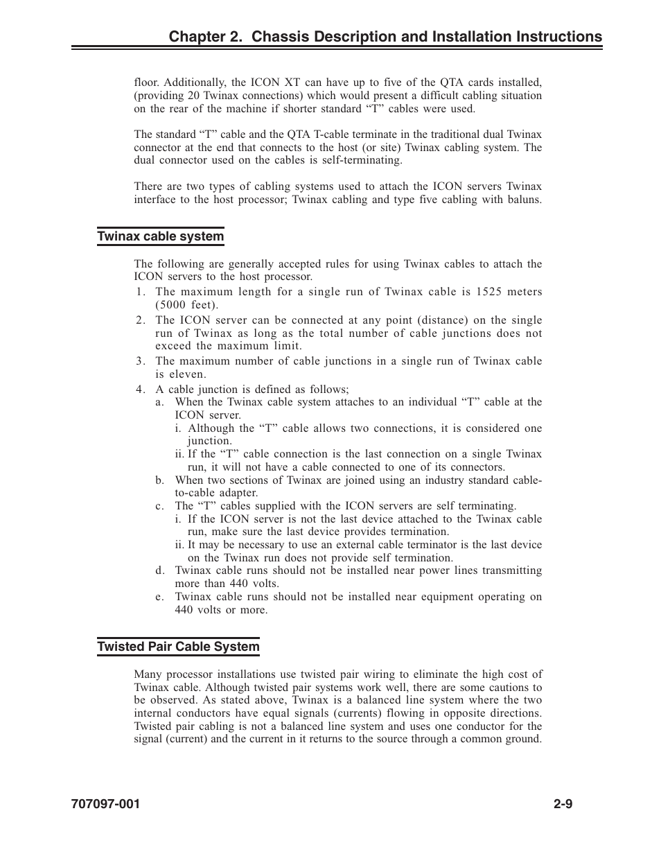 Twinax cable system, Twisted pair cable system | Visara iCON-XT Installation User Manual | Page 21 / 34