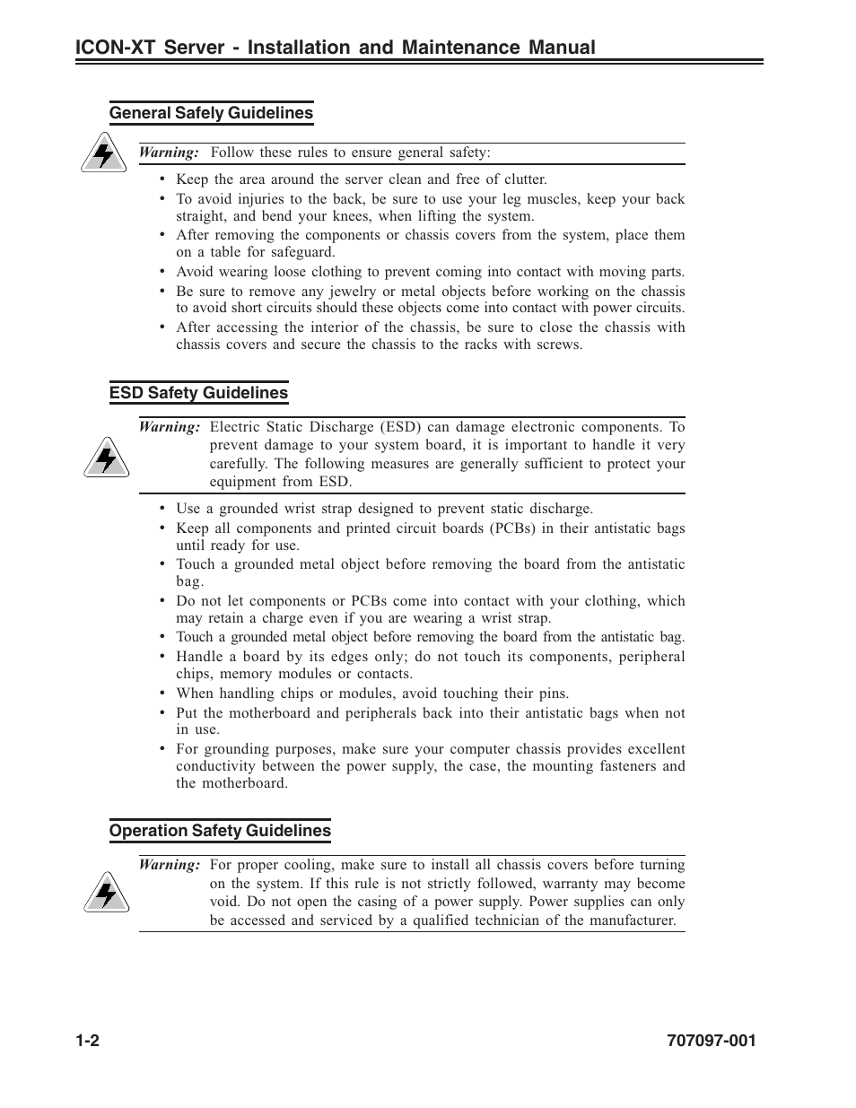 General safely guidelines, Esd safety guidelines, Operation safety guidelines | Visara iCON-XT Installation User Manual | Page 8 / 34