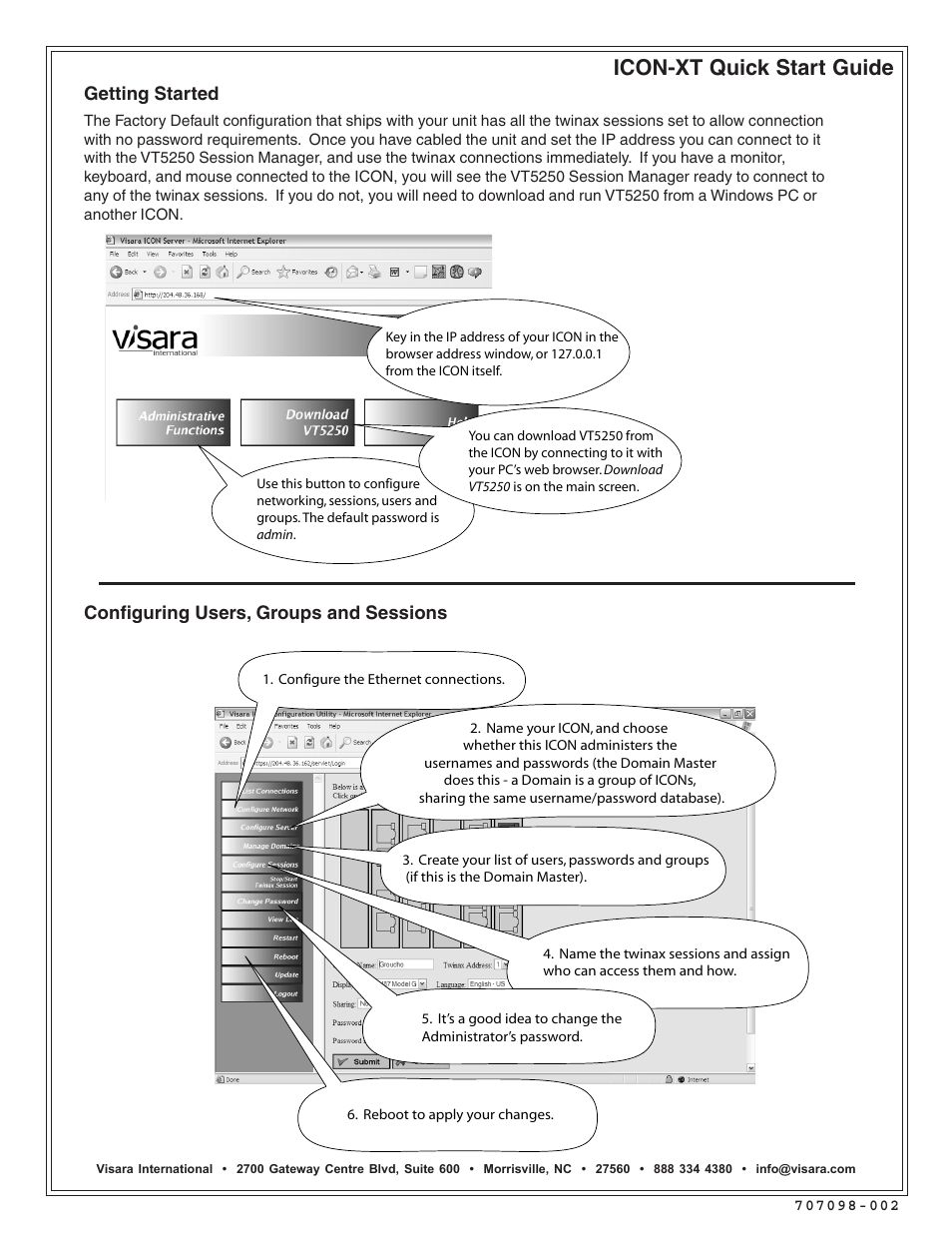 Icon-xt quick start guide | Visara iCON-XT Quick Start User Manual | Page 2 / 2