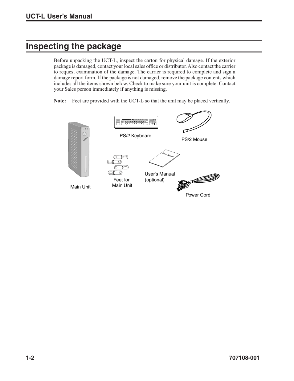 Inspecting the package -2, Inspecting the package, Uct-l user’s manual | Visara UCT-L User Manual | Page 10 / 160