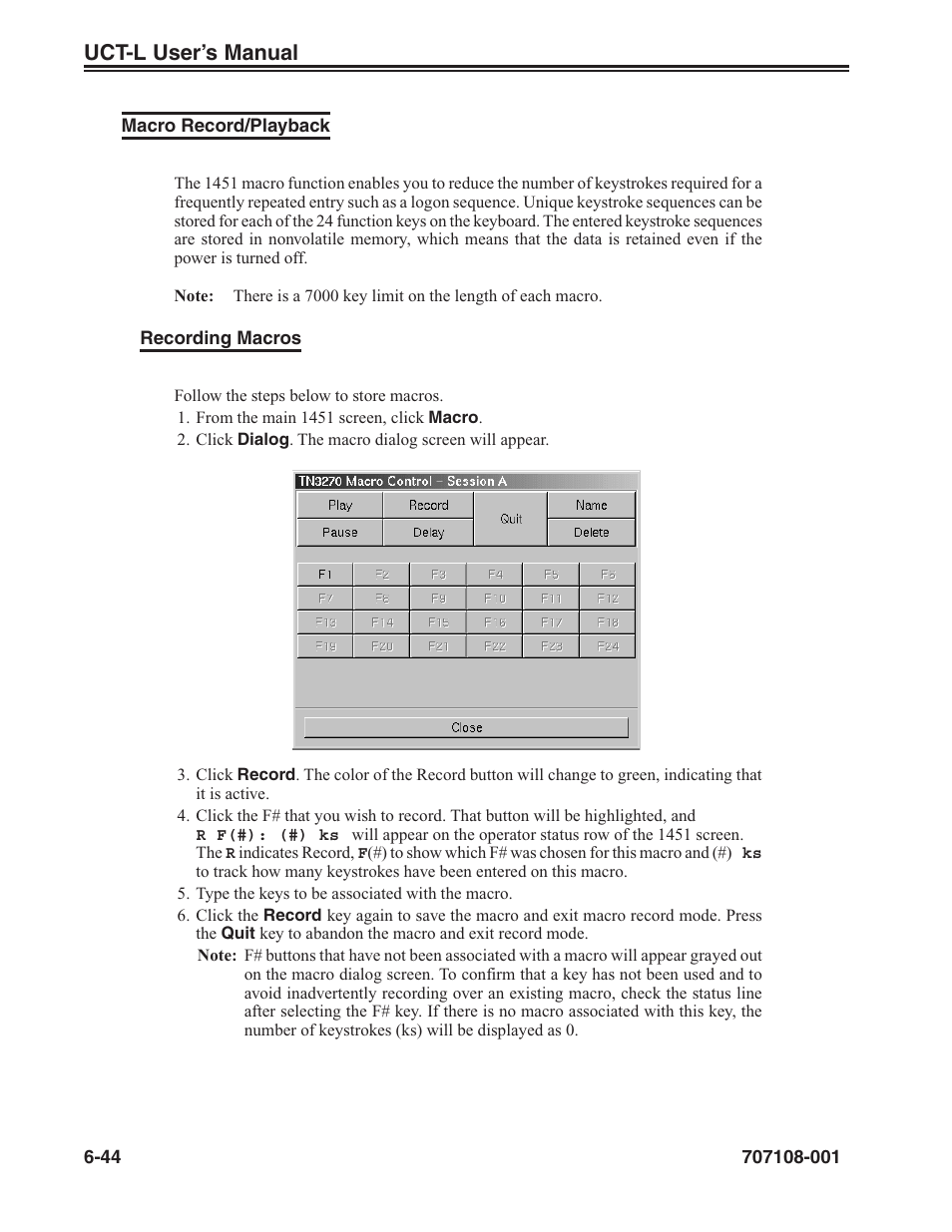 Macro record/playback -44, Uct-l user’s manual | Visara UCT-L User Manual | Page 106 / 160