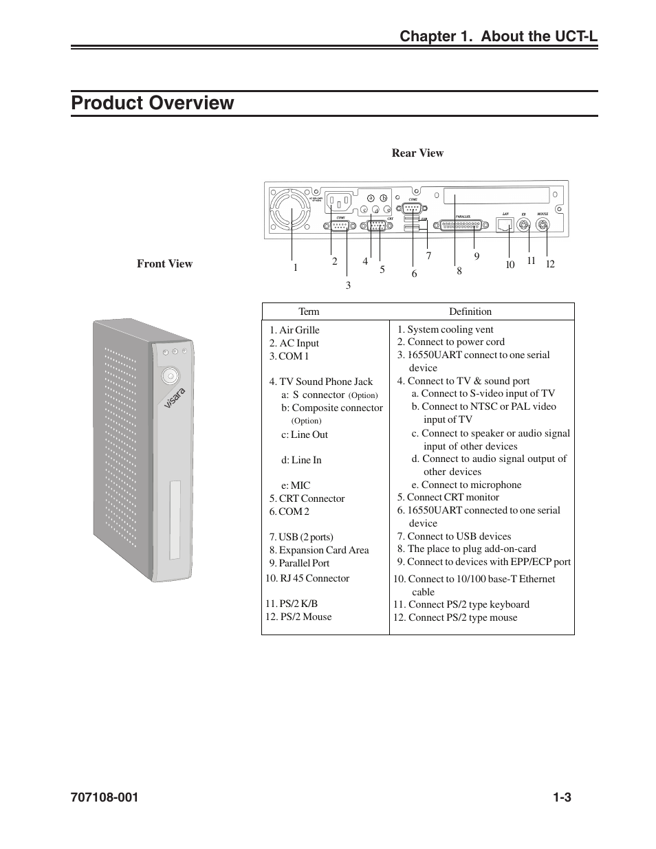 Product overview -3, Product overview, Chapter 1. about the uct-l | Visara UCT-L User Manual | Page 11 / 160