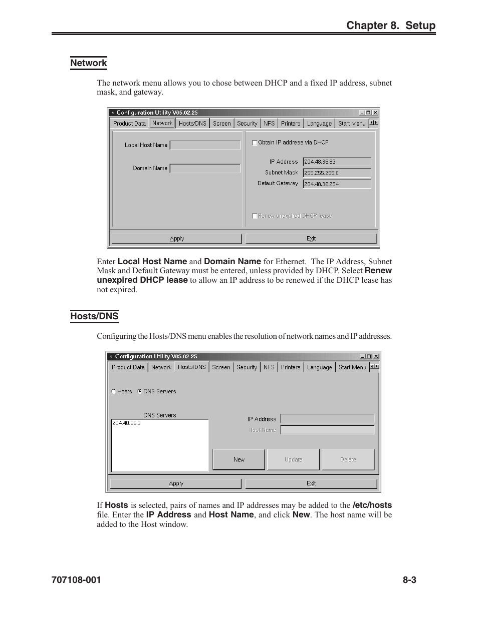 Network -3 hosts/dns -3 | Visara UCT-L User Manual | Page 145 / 160