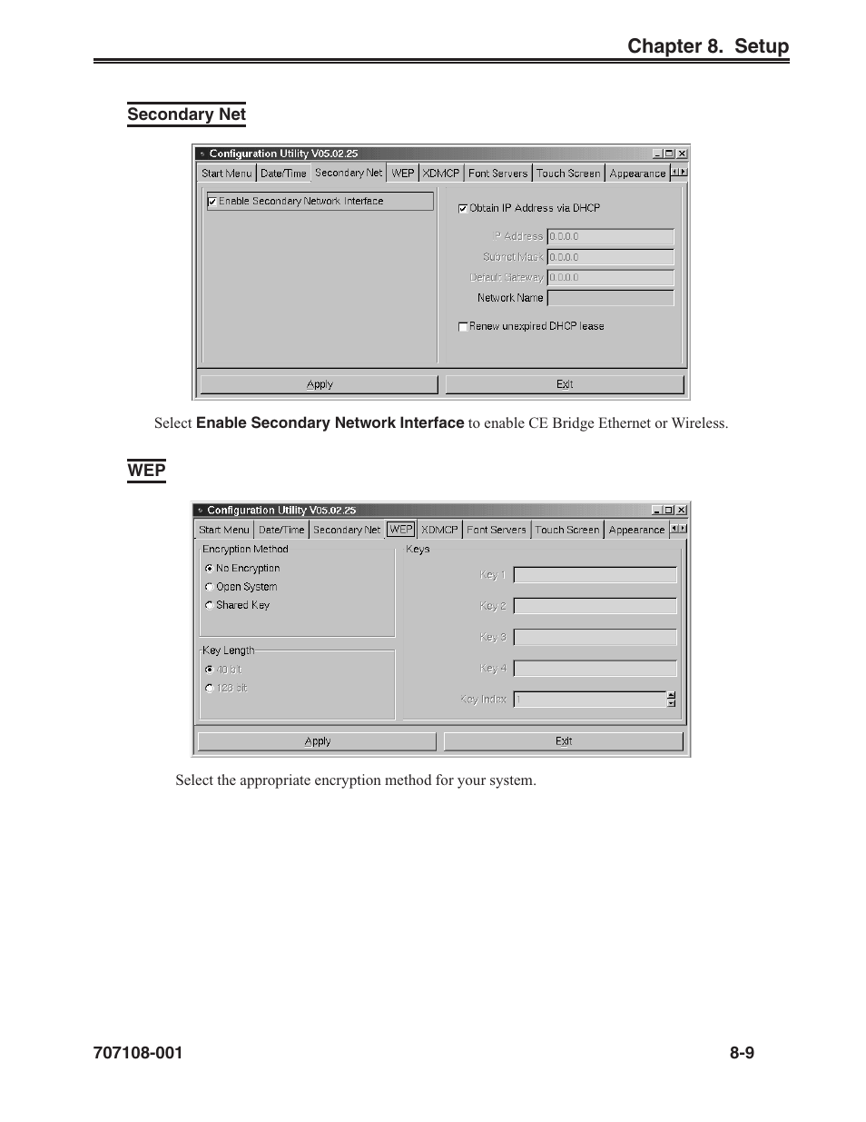 Secondary net -9 wep -9 | Visara UCT-L User Manual | Page 151 / 160