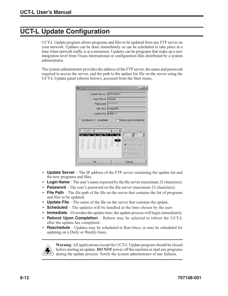 Uct-l update configuration -12, Uct-l update configuration | Visara UCT-L User Manual | Page 154 / 160