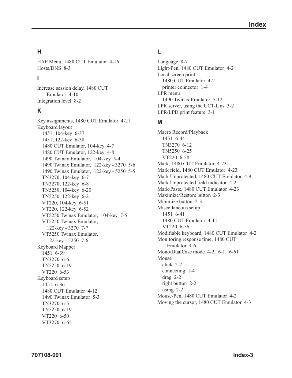 Index | Visara UCT-L User Manual | Page 157 / 160