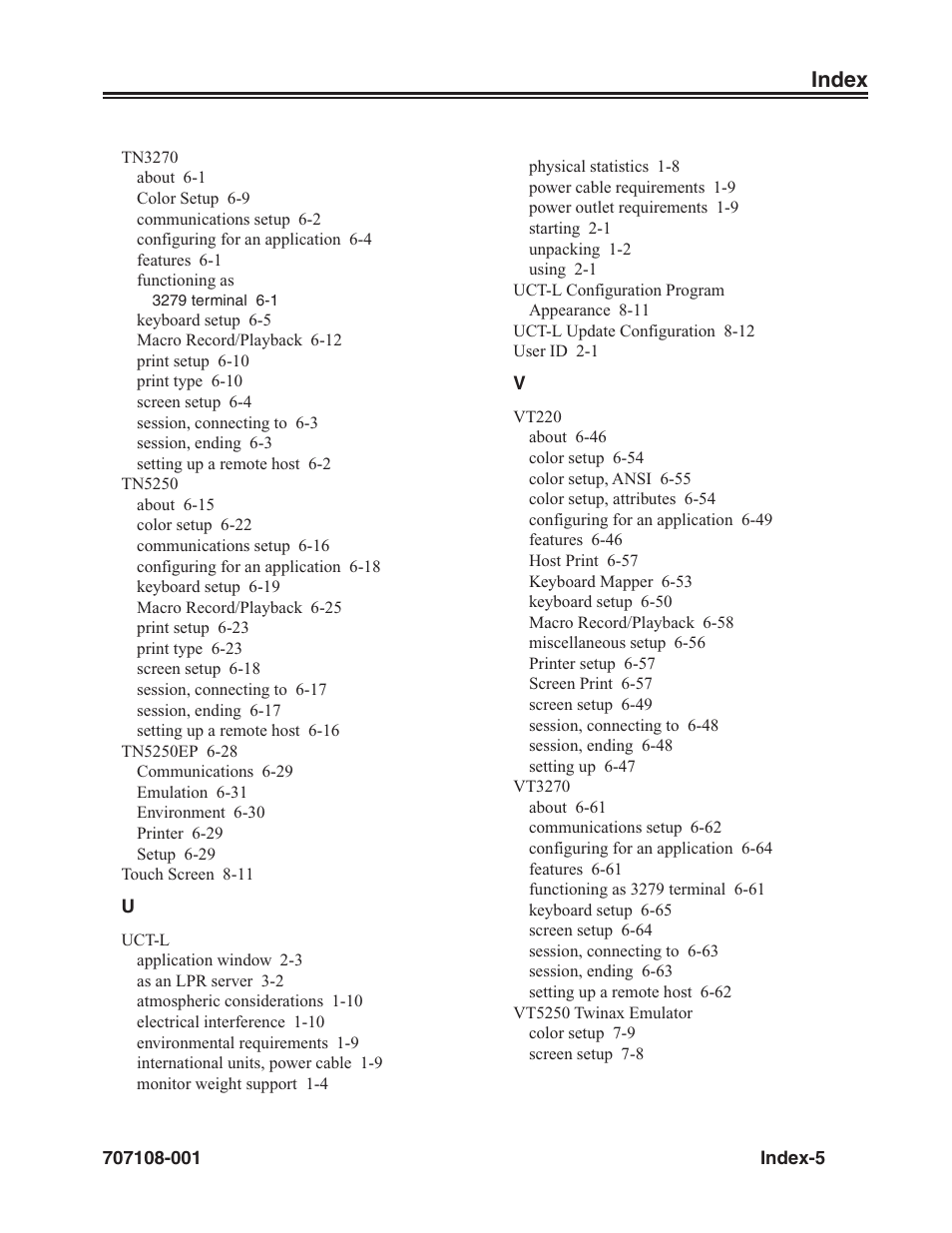 Index | Visara UCT-L User Manual | Page 159 / 160