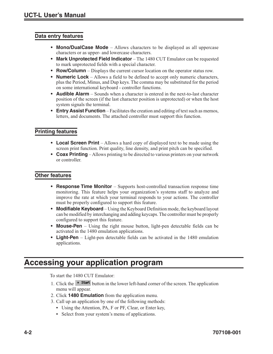 Accessing your application program -2, Accessing your application program | Visara UCT-L User Manual | Page 26 / 160