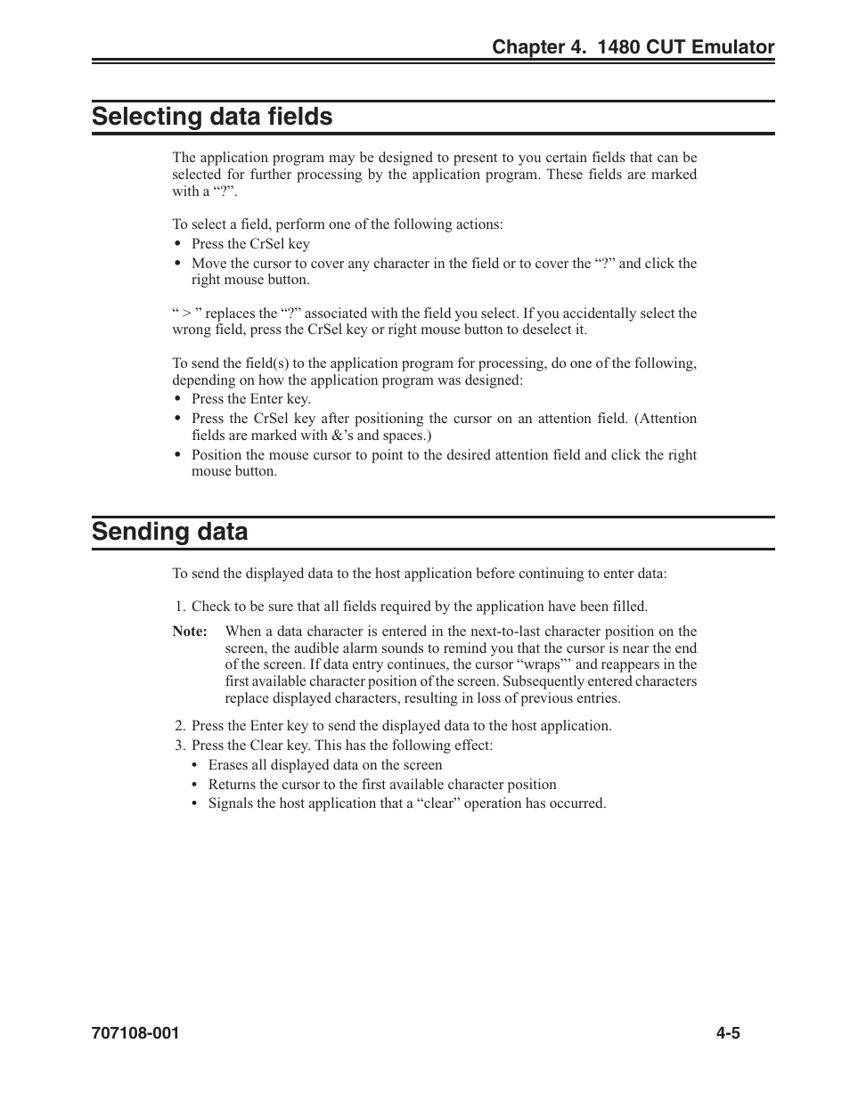 Selecting data fields -5 sending data -5, Selecting data fields, Sending data | Visara UCT-L User Manual | Page 29 / 160