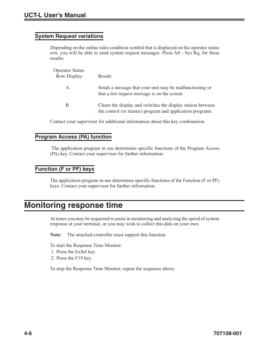 Monitoring response time -6, Monitoring response time | Visara UCT-L User Manual | Page 30 / 160