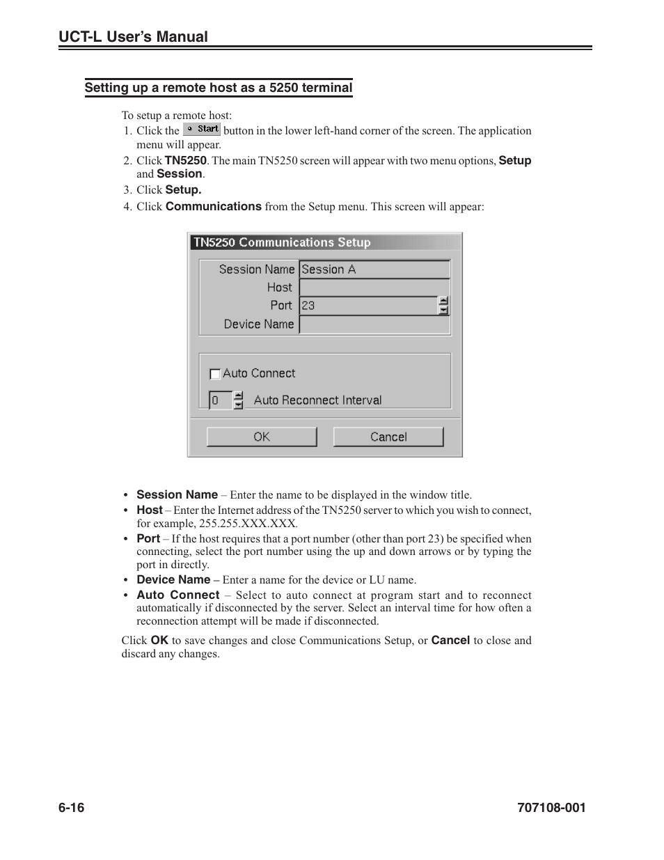 Setting up a remote host as a 5250 terminal -16, Uct-l user’s manual | Visara UCT-L User Manual | Page 78 / 160