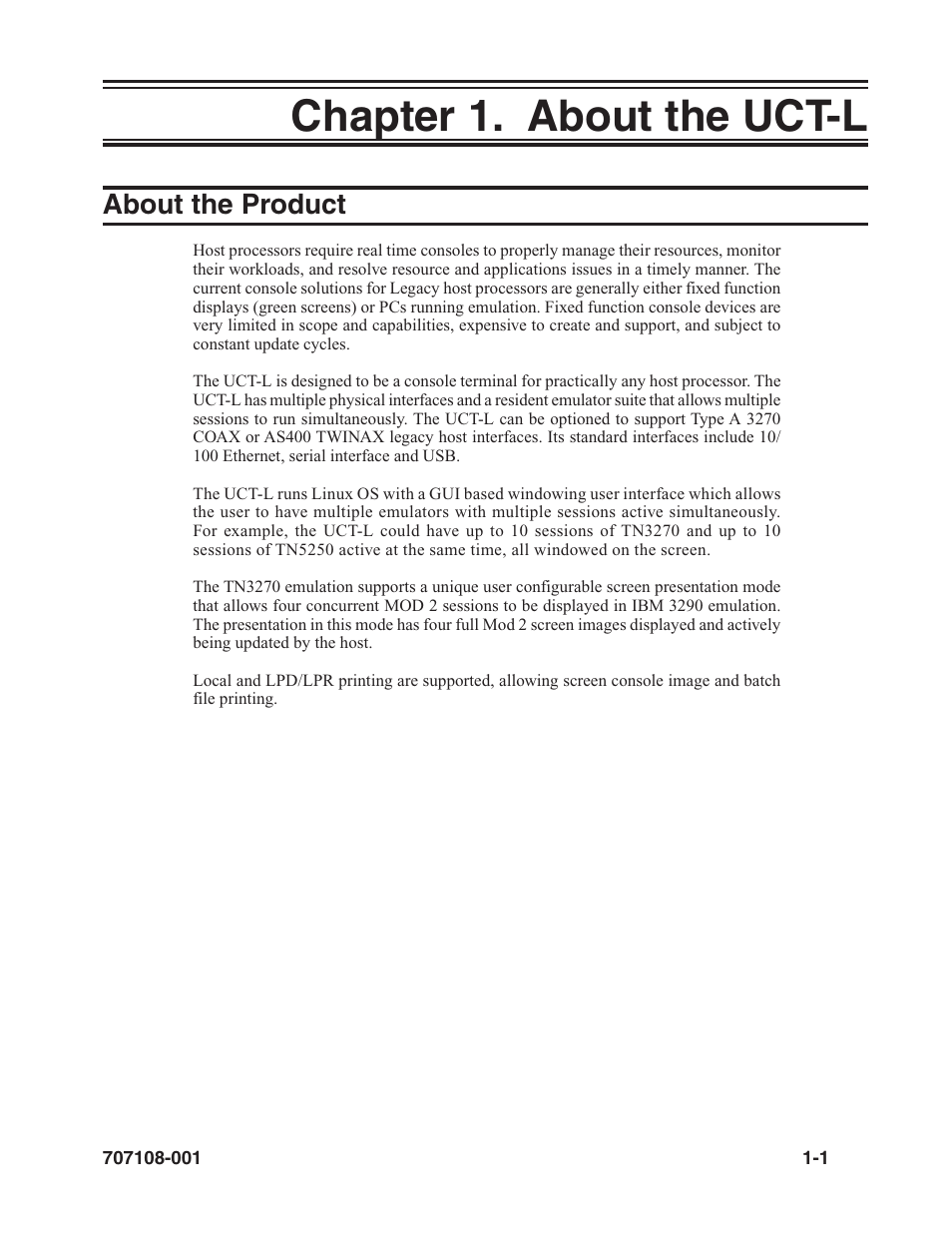 Chapter 1. about the uct-l -1, About the product -1, Chapter 1. about the uct-l | About the product | Visara UCT-L User Manual | Page 9 / 160