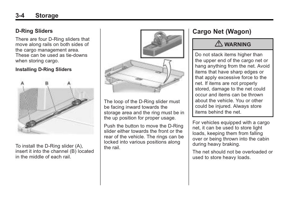Cargo net (wagon), Cargo net (wagon) -4 | Cadillac 2010 Cadillac CTS/CTS-V User Manual | Page 104 / 464