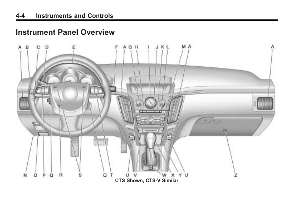 Instrument panel overview, Instrument panel overview -4 | Cadillac 2010 Cadillac CTS/CTS-V User Manual | Page 114 / 464