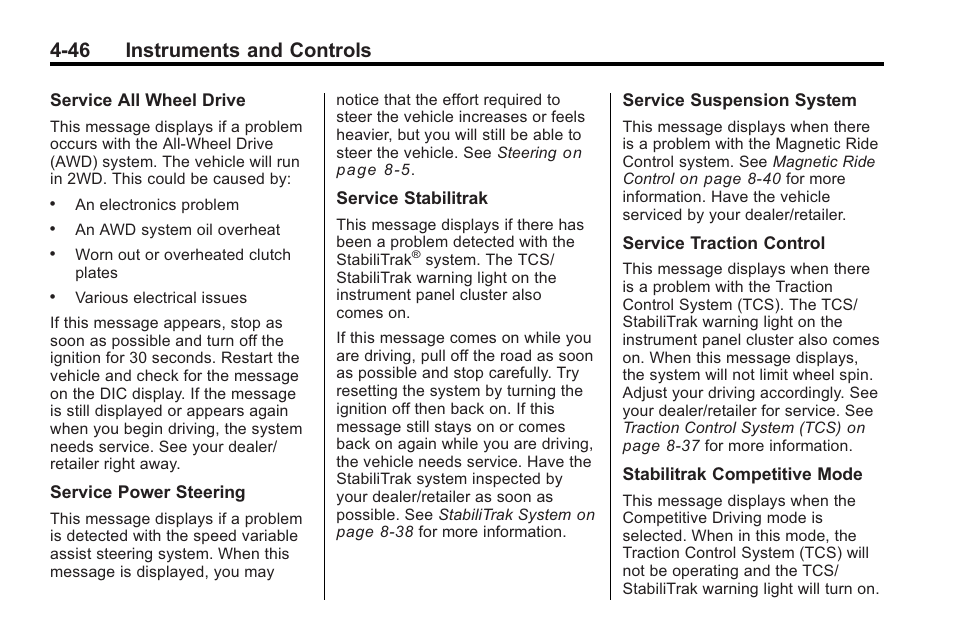 46 instruments and controls | Cadillac 2010 Cadillac CTS/CTS-V User Manual | Page 156 / 464