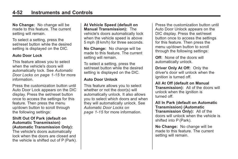 52 instruments and controls | Cadillac 2010 Cadillac CTS/CTS-V User Manual | Page 162 / 464