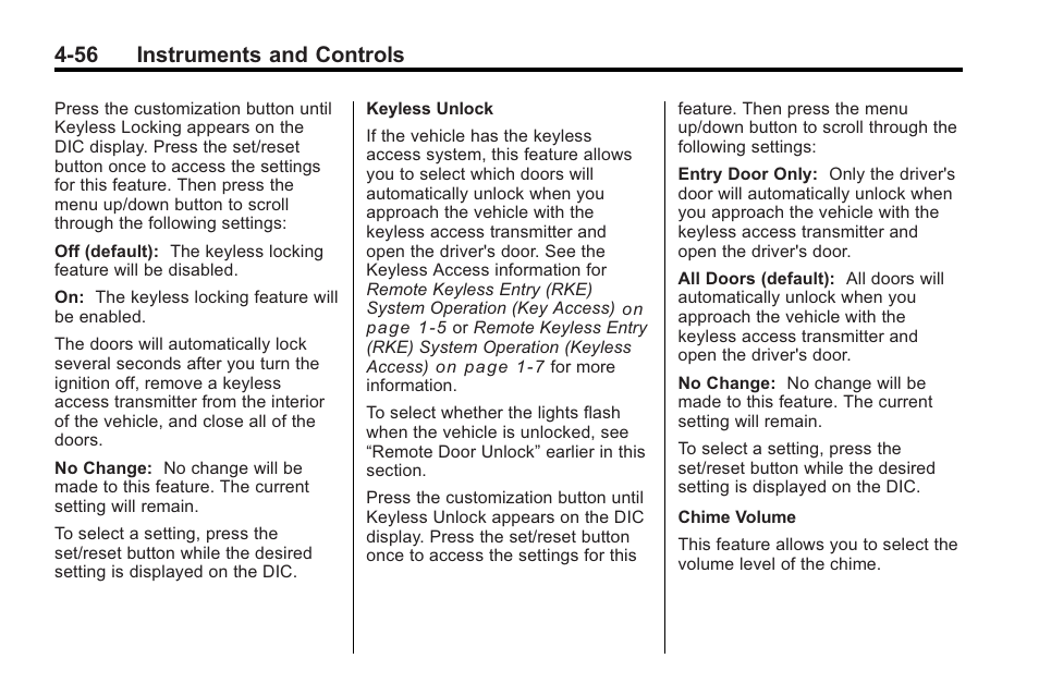 56 instruments and controls | Cadillac 2010 Cadillac CTS/CTS-V User Manual | Page 166 / 464