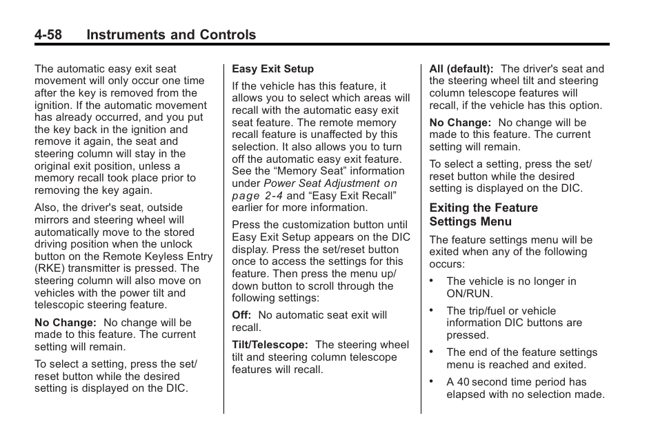 58 instruments and controls | Cadillac 2010 Cadillac CTS/CTS-V User Manual | Page 168 / 464