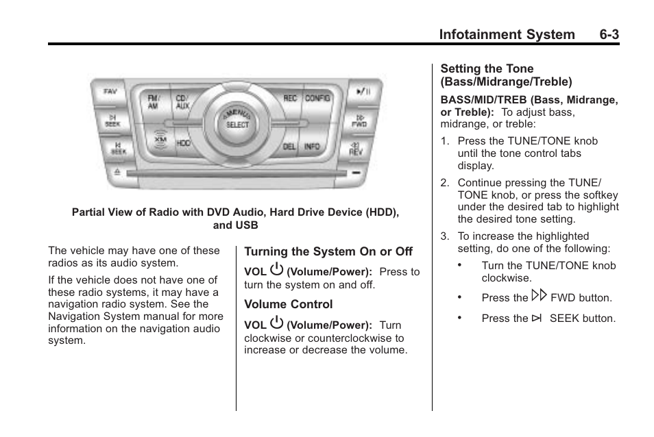 Infotainment system 6-3 | Cadillac 2010 Cadillac CTS/CTS-V User Manual | Page 187 / 464