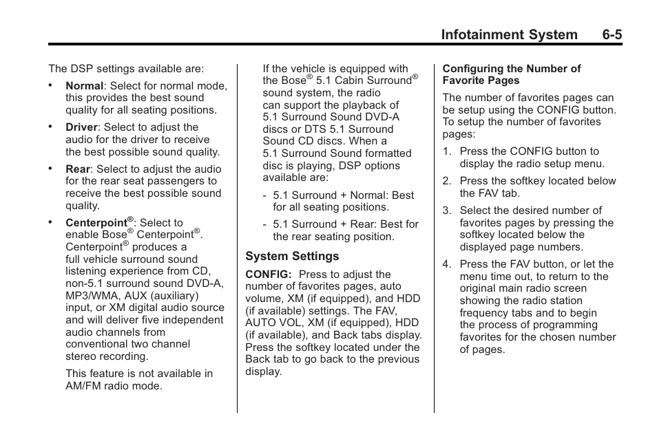 Infotainment system 6-5 | Cadillac 2010 Cadillac CTS/CTS-V User Manual | Page 189 / 464