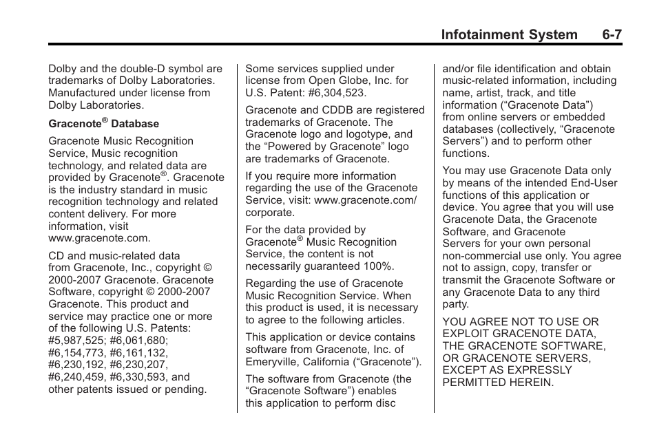 Infotainment system 6-7 | Cadillac 2010 Cadillac CTS/CTS-V User Manual | Page 191 / 464