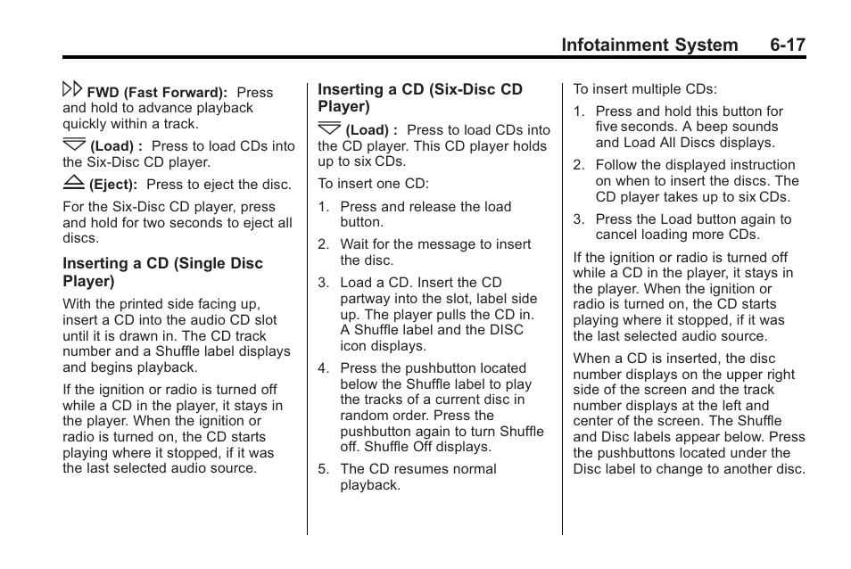 Infotainment system 6-17 | Cadillac 2010 Cadillac CTS/CTS-V User Manual | Page 201 / 464