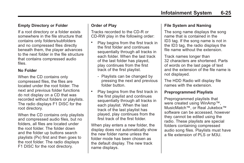 Infotainment system 6-25 | Cadillac 2010 Cadillac CTS/CTS-V User Manual | Page 209 / 464