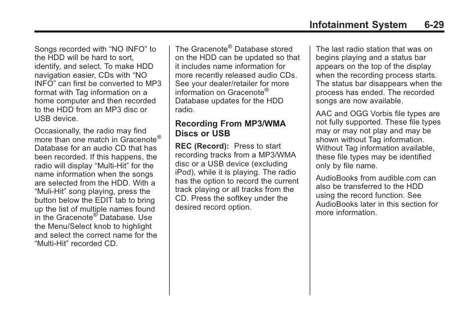 Infotainment system 6-29 | Cadillac 2010 Cadillac CTS/CTS-V User Manual | Page 213 / 464