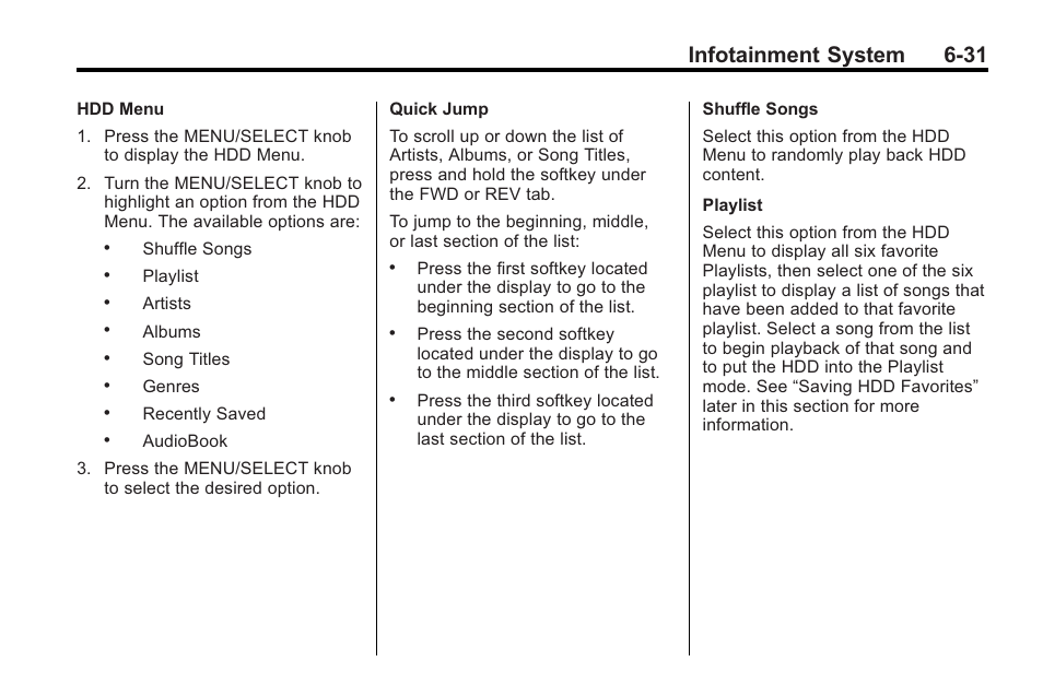 Infotainment system 6-31 | Cadillac 2010 Cadillac CTS/CTS-V User Manual | Page 215 / 464