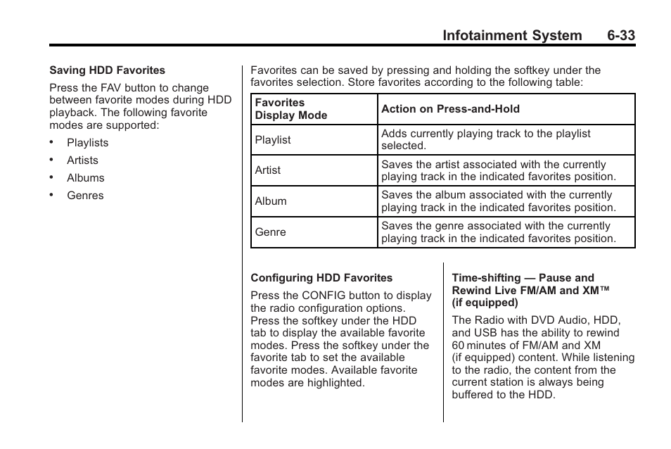 Infotainment system 6-33 | Cadillac 2010 Cadillac CTS/CTS-V User Manual | Page 217 / 464