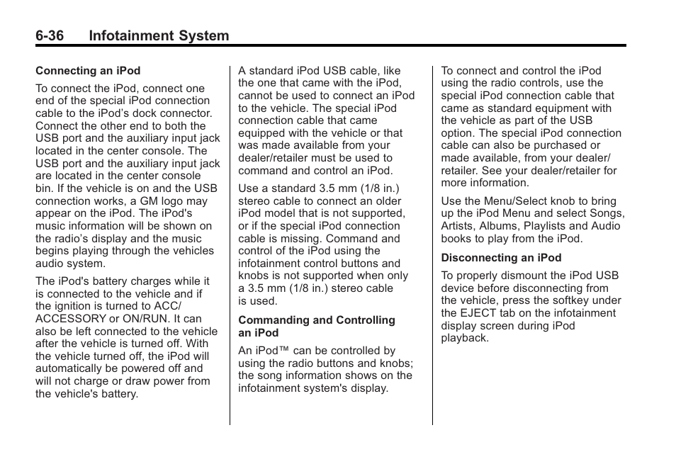 36 infotainment system | Cadillac 2010 Cadillac CTS/CTS-V User Manual | Page 220 / 464
