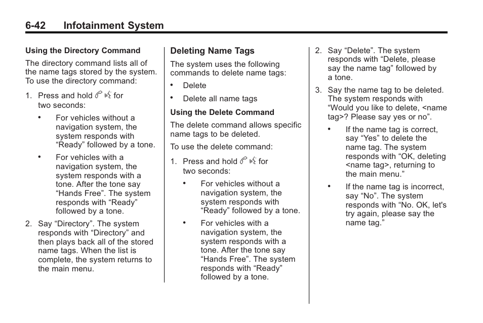 42 infotainment system | Cadillac 2010 Cadillac CTS/CTS-V User Manual | Page 226 / 464